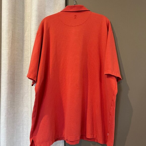 Men's Tommy Bahama Orange Ribbed Polo Shirt, short sleeve, Size XXL - Picture 6 of 11